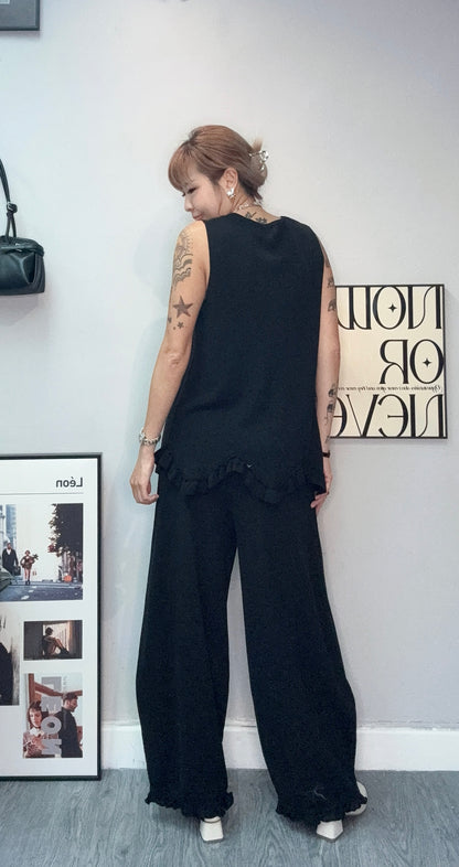 Wavy hem knitted tank set #00709