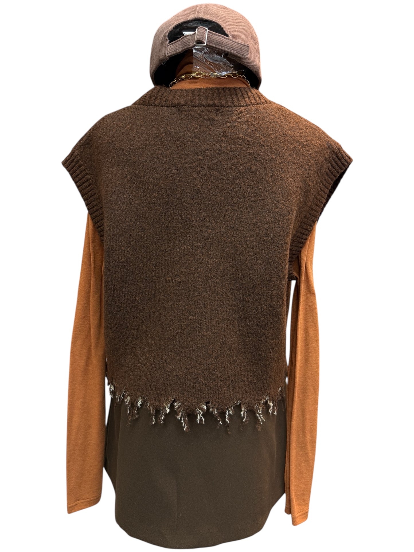 Plain front knit vest cardigan #00056