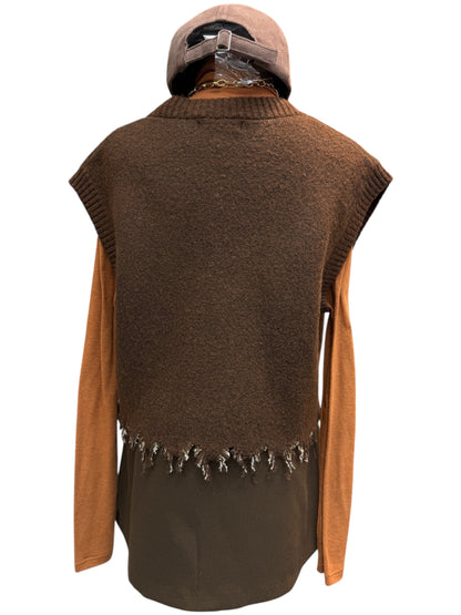 Plain front knit vest cardigan #00056