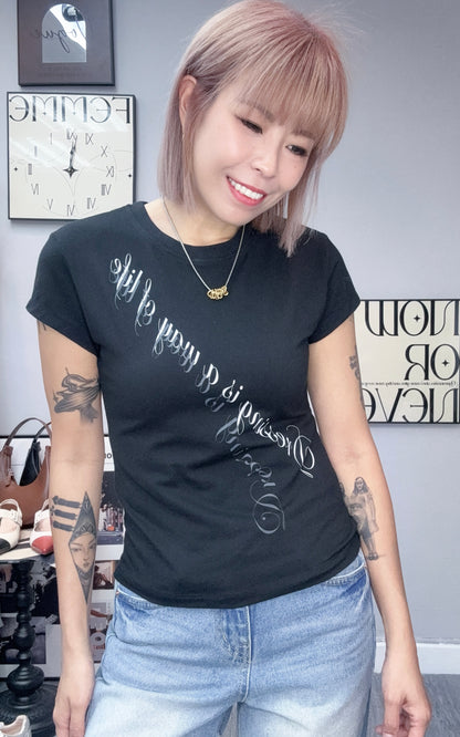 (-30%)Words slim tee #00786