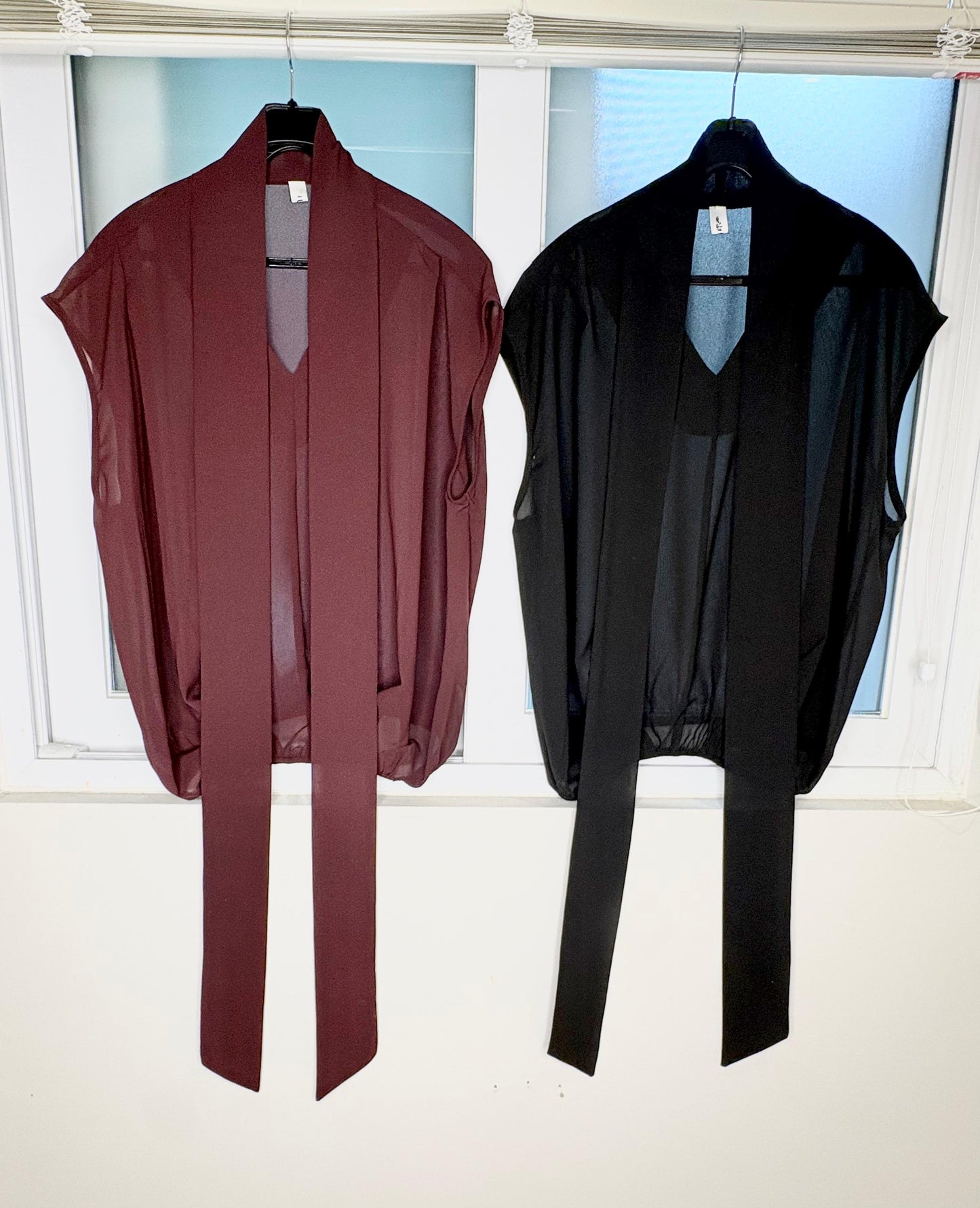 Tie collar chiffon blouse #00704