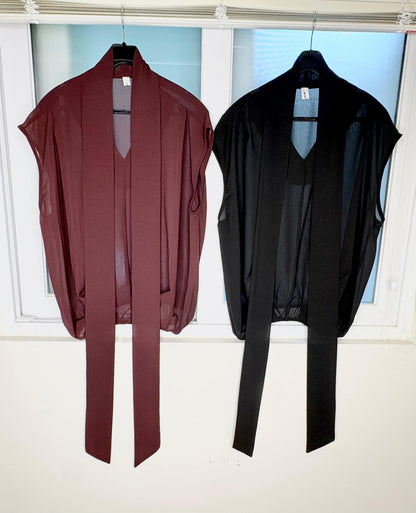 Tie collar chiffon blouse #00704