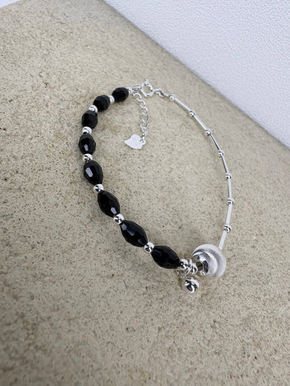 Mixed materials silver bracelet