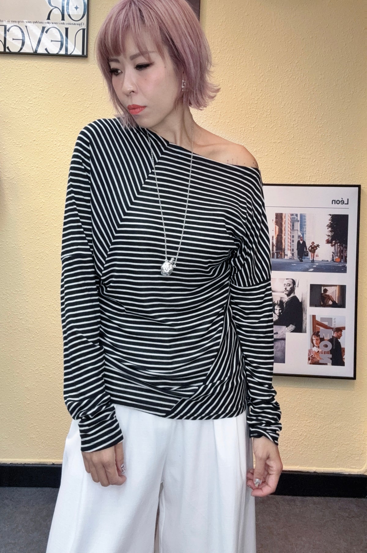 Side v collar spandex tee #00859