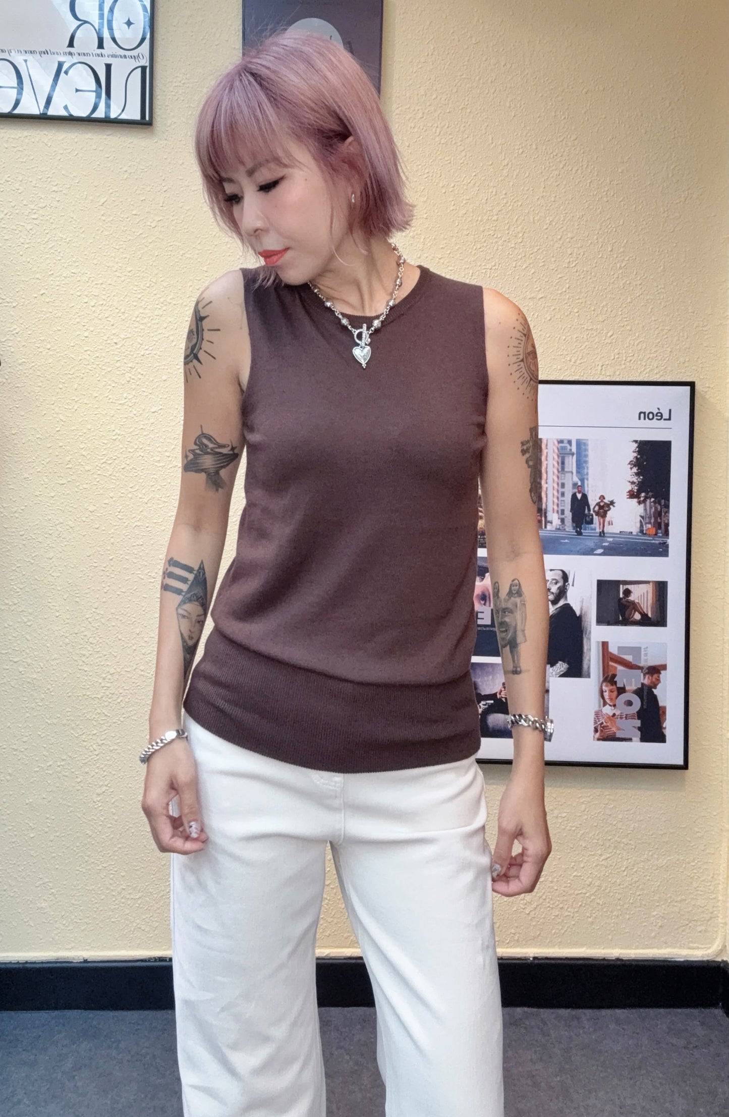 Plain knitted tank top #00845