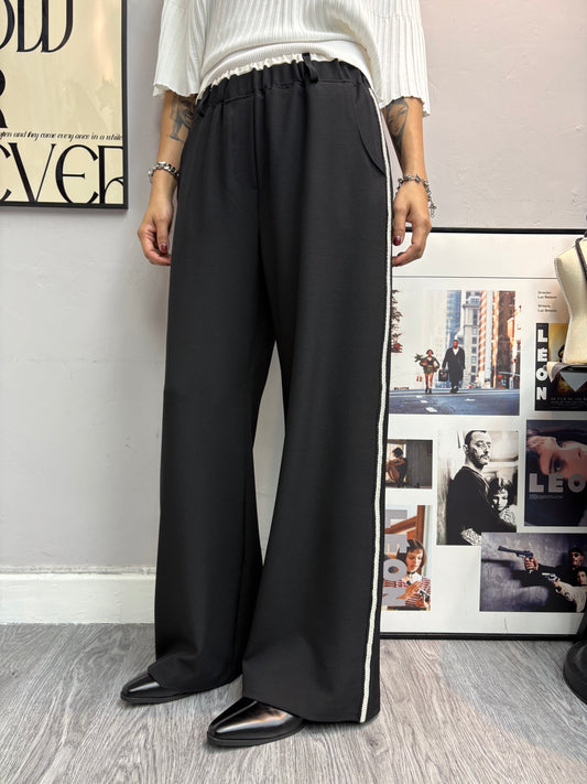 Side white lace full elastic pants #00473