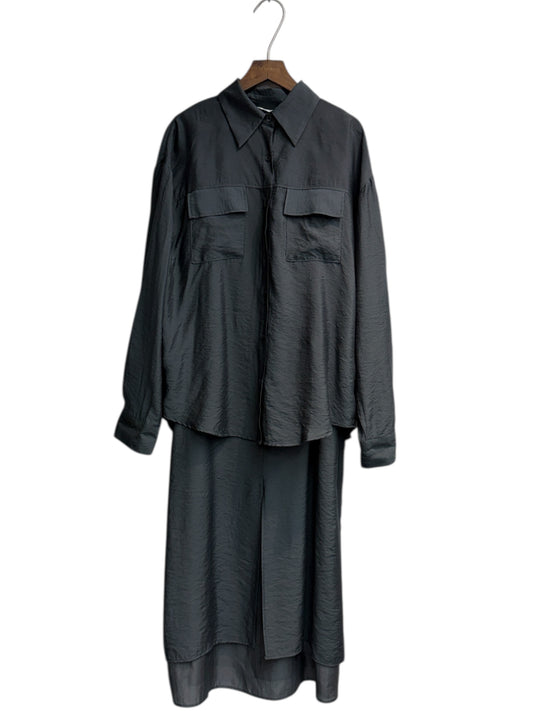 (-20% off) Front pocket loose shirt X cami one piece set #00233