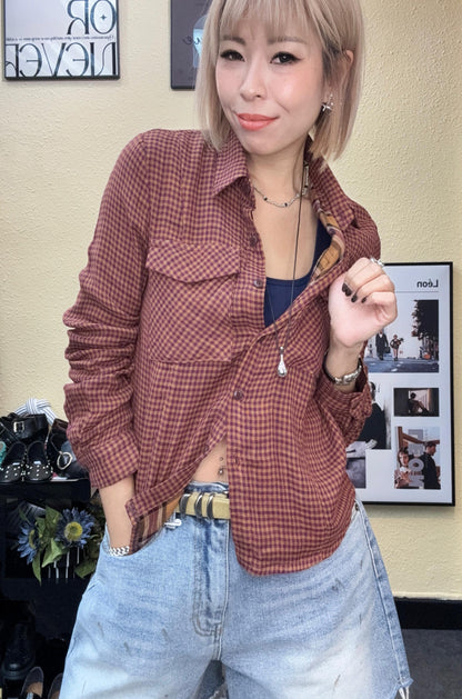 Mini checkered slim shirt #00996