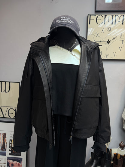 2-pockets leather jacket