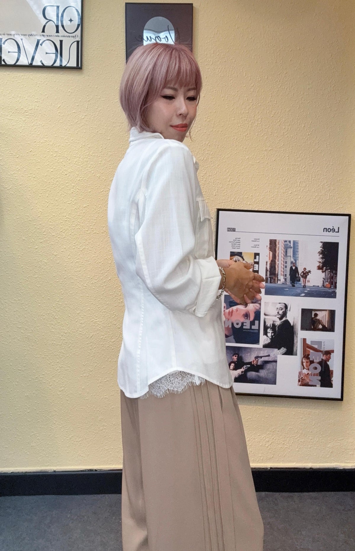 Wire collar slim shirt #00876