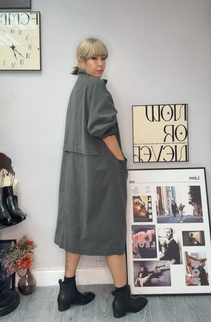 Plain zip long jacket #00053