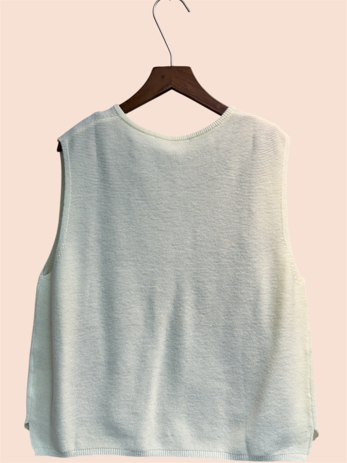 Round collar with logo knit vest cardigan #00338