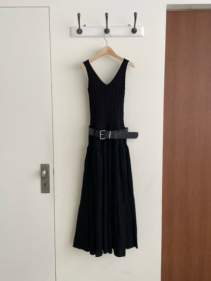 with belt knitted dress