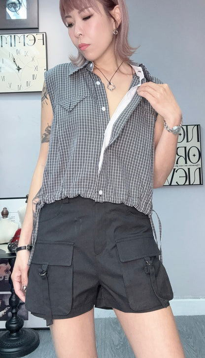 Mini checked vest shirt #00580