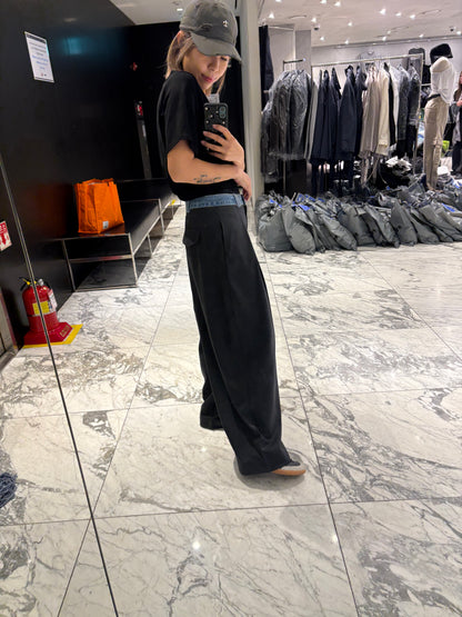 Denim waist stripe pants #00417