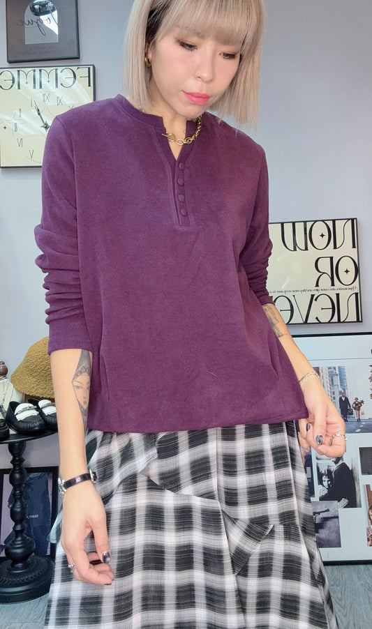 (-20% off)Front buttons fleece top #00285