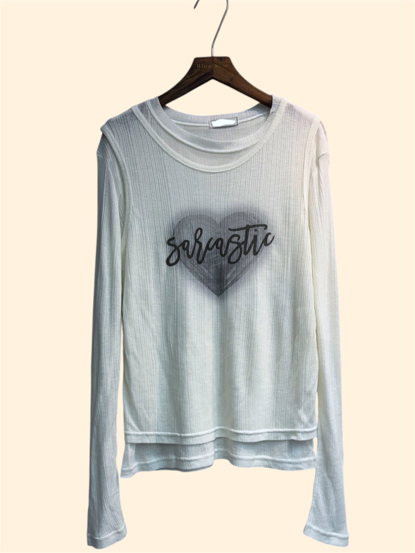Heart printed rib tee #00315