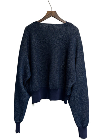 Deep v neck mix knit cardigan