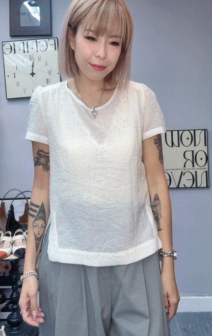 Back tie plain blouse#00999