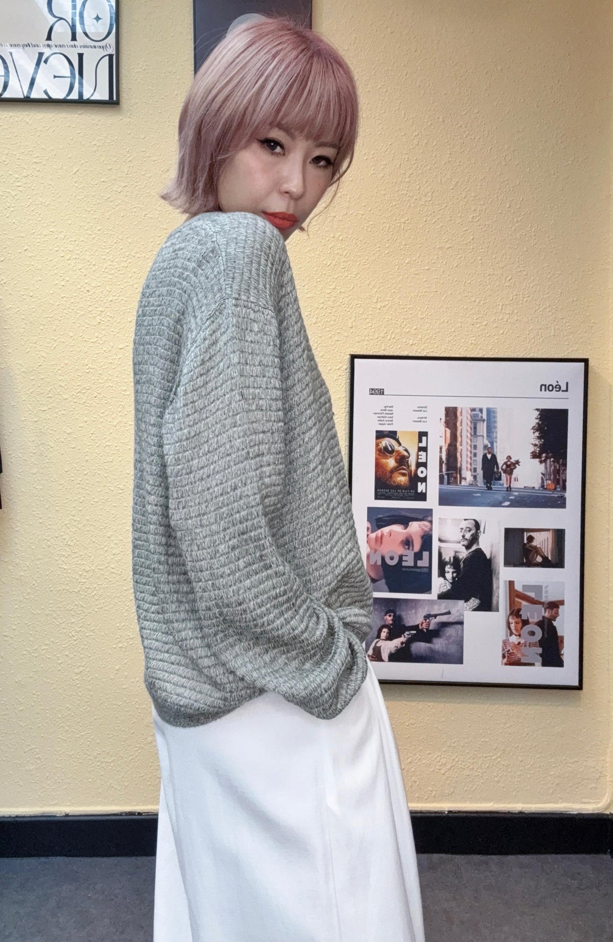 V neck loose knitted top #00878