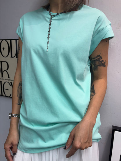 Twist collar long tee #00594