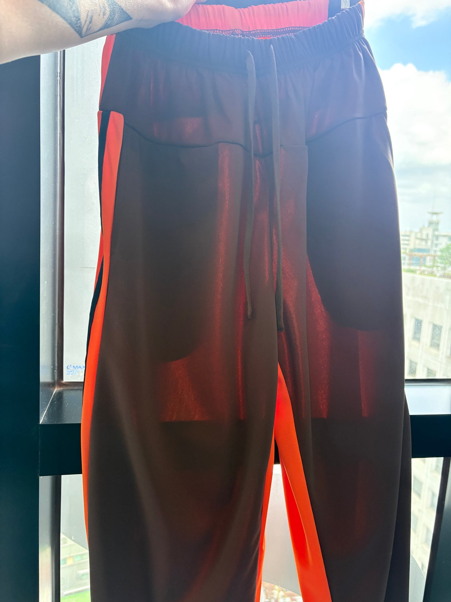 Two tone polyester pants #00801