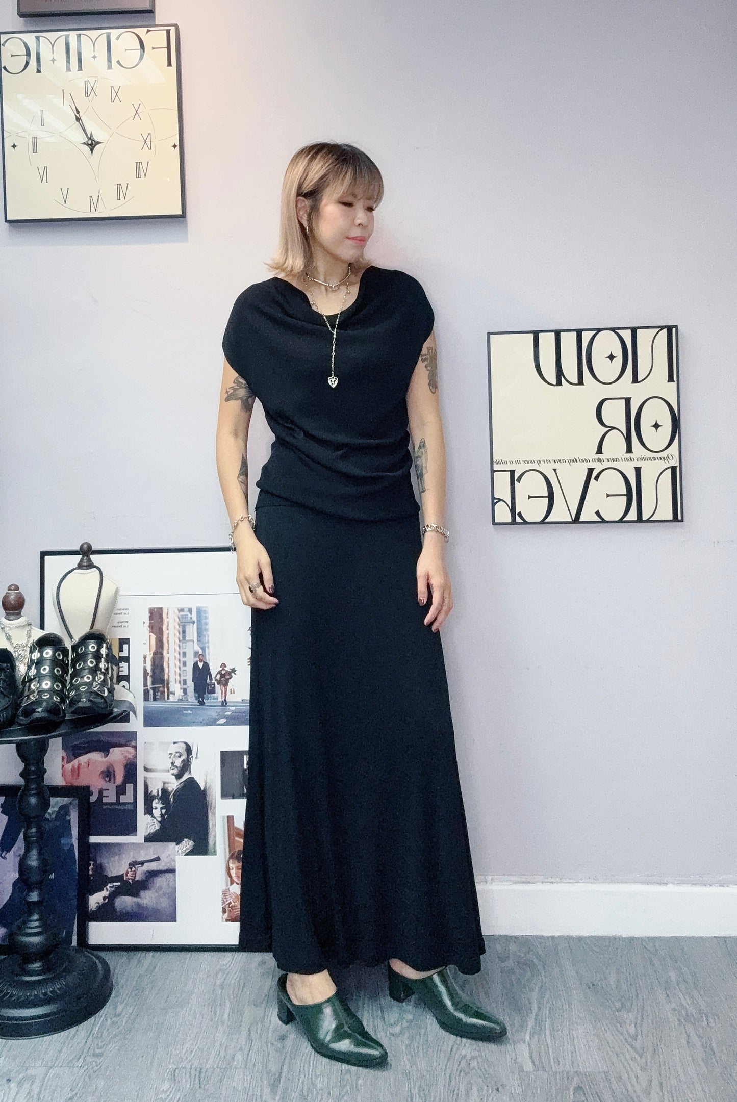 (🏷️-30%）Cowl neck knit top X skirt set #00450