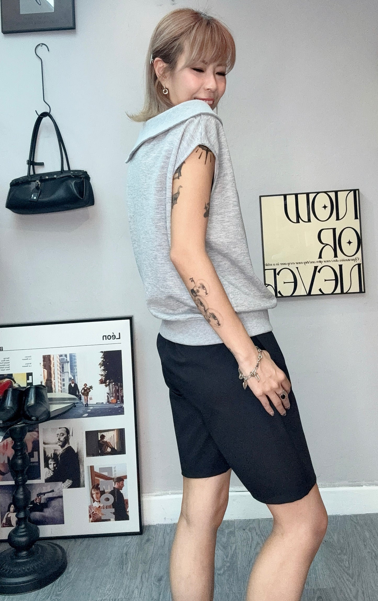 Fold over collar tee #00651