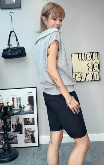 Fold over collar tee #00651