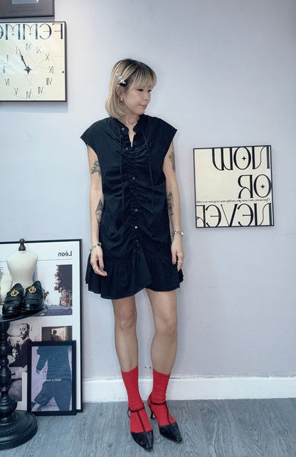 Front ruffle short dress #00380
