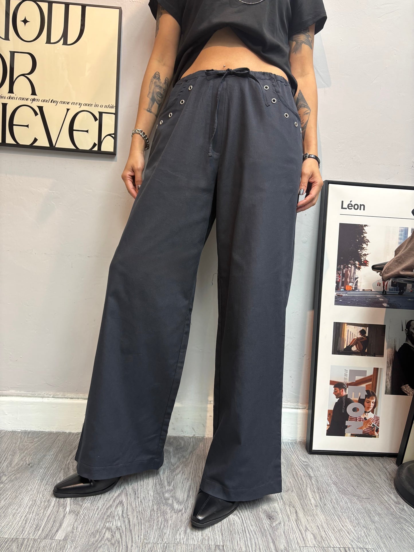 Eyelet waist pants #00716