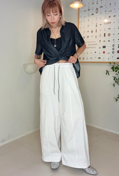 Black and white rope loose pants #00670