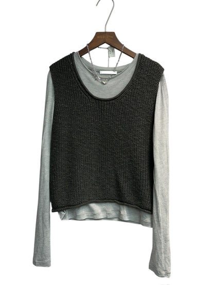 Round collar knit vest #00049
