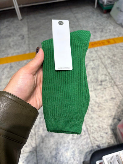 Ribbed cotton crew socks
