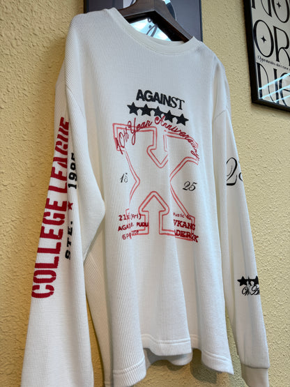 Waffle words printed loose tee #00870