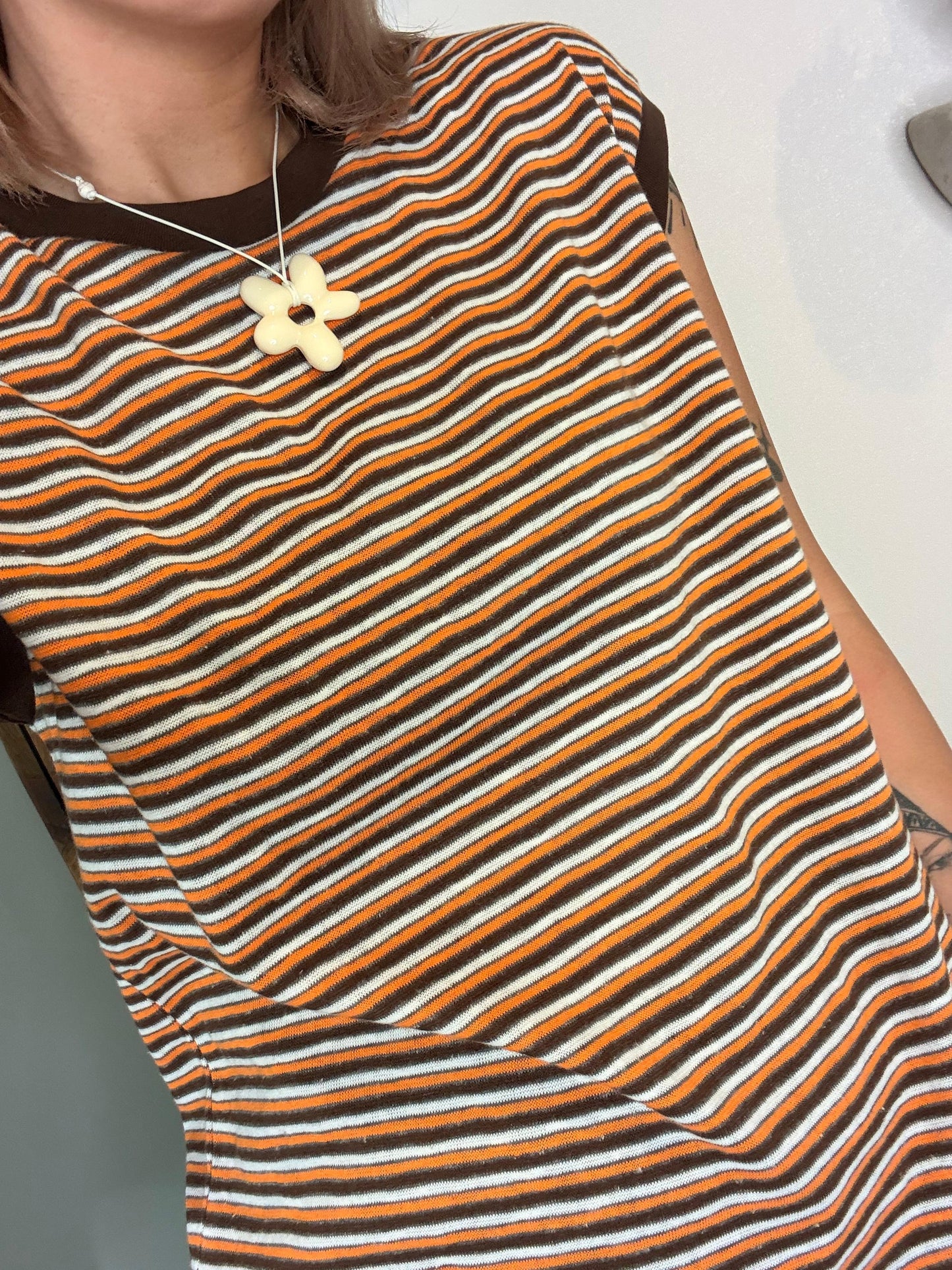 Striped brushed cotton sleeveless #00706
