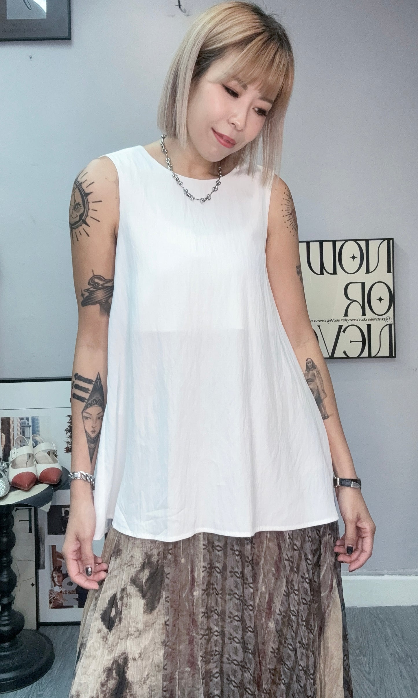 (-30%)Back knot tank top #00553