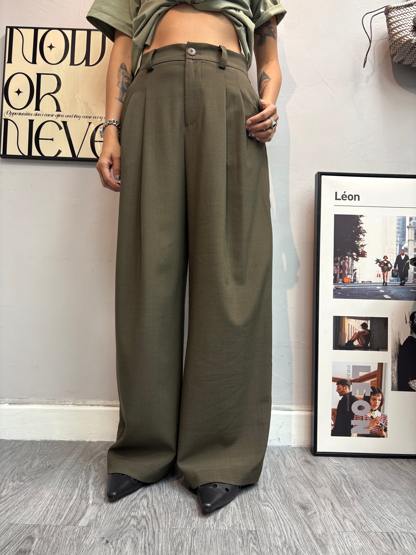 With lace scarf trousers#00644