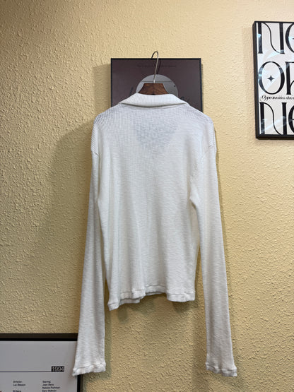 Rib loose polo top #01012