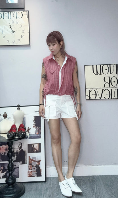 Mini checked vest shirt #00580