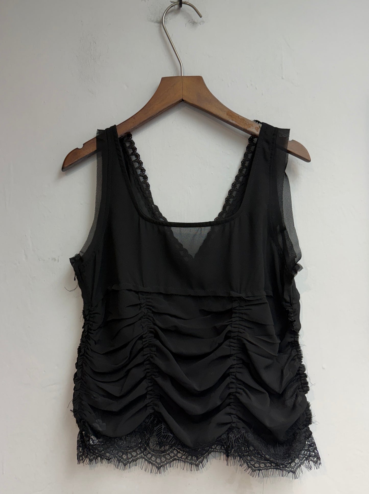 (A/W)Lace trim chiffon tank top #00841