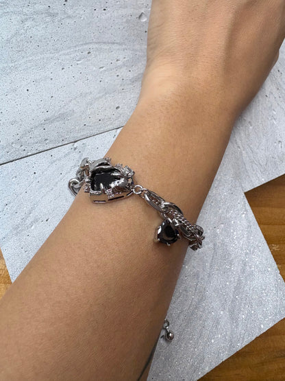 Black heart crystal bracelet