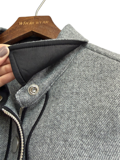Shirt collar wool zip jacket #00030