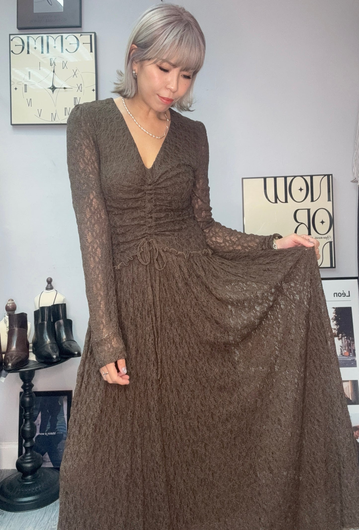 Full lace v neck one piece #00045