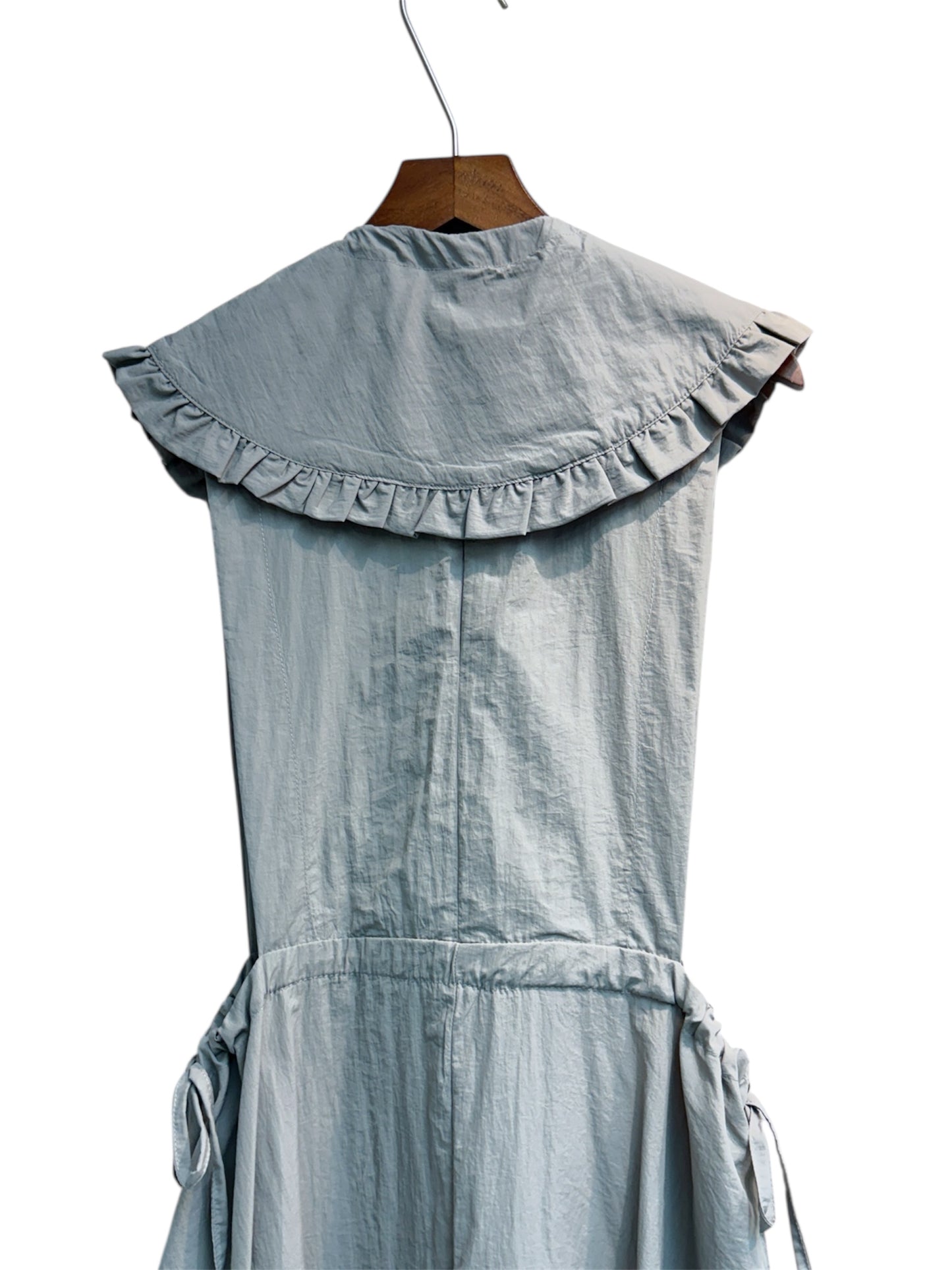 With collar windbreaker material one piece #00398
