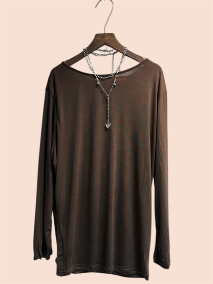 Back mesh plain tee #00409