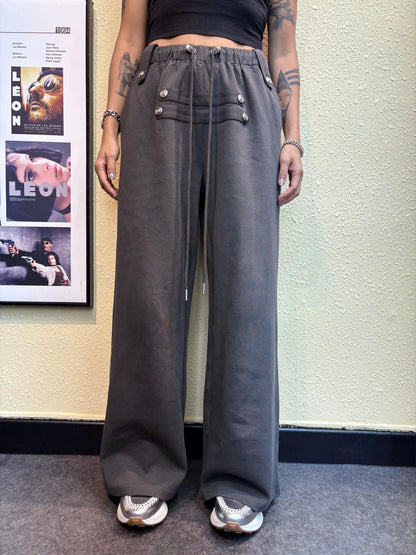 Front silver buttons pants #00873