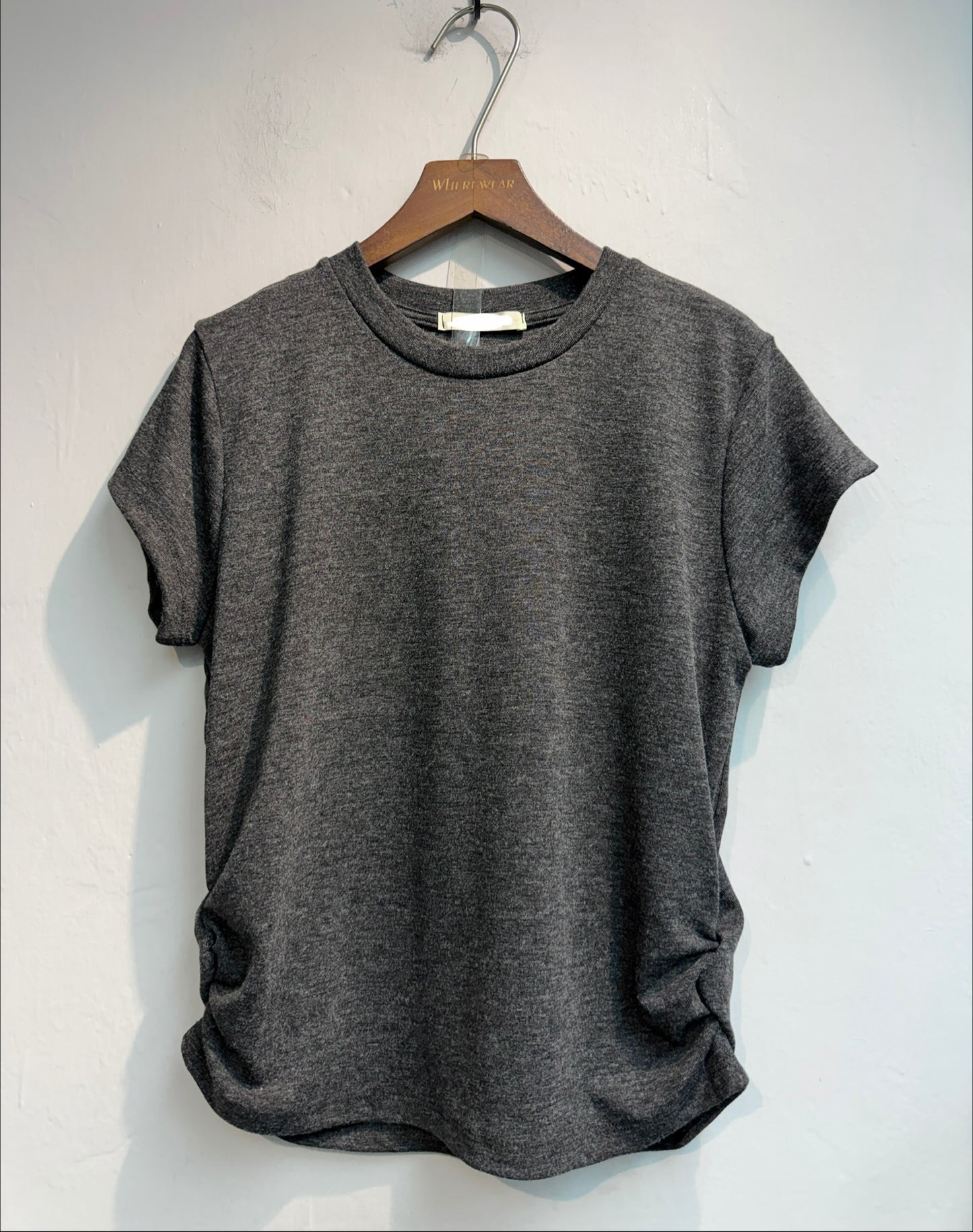 Side pleated spandex tee #00698