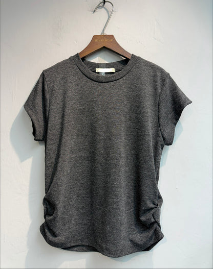 Side pleated spandex tee #00698
