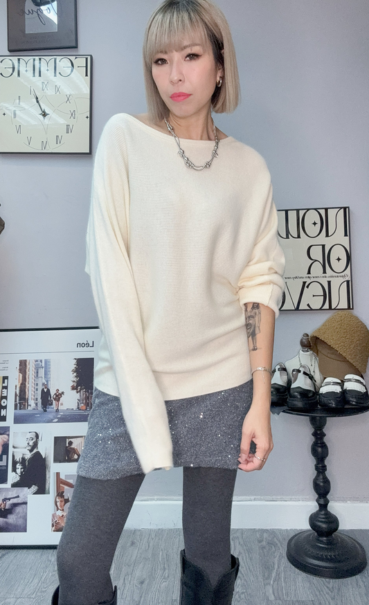 (-20% off)One shoulder wool knit top #00307